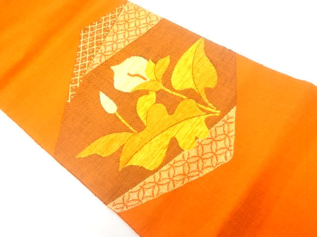 JAPANESE NAGOYA OBI / TSUMUGI / WOVEN FLOWER